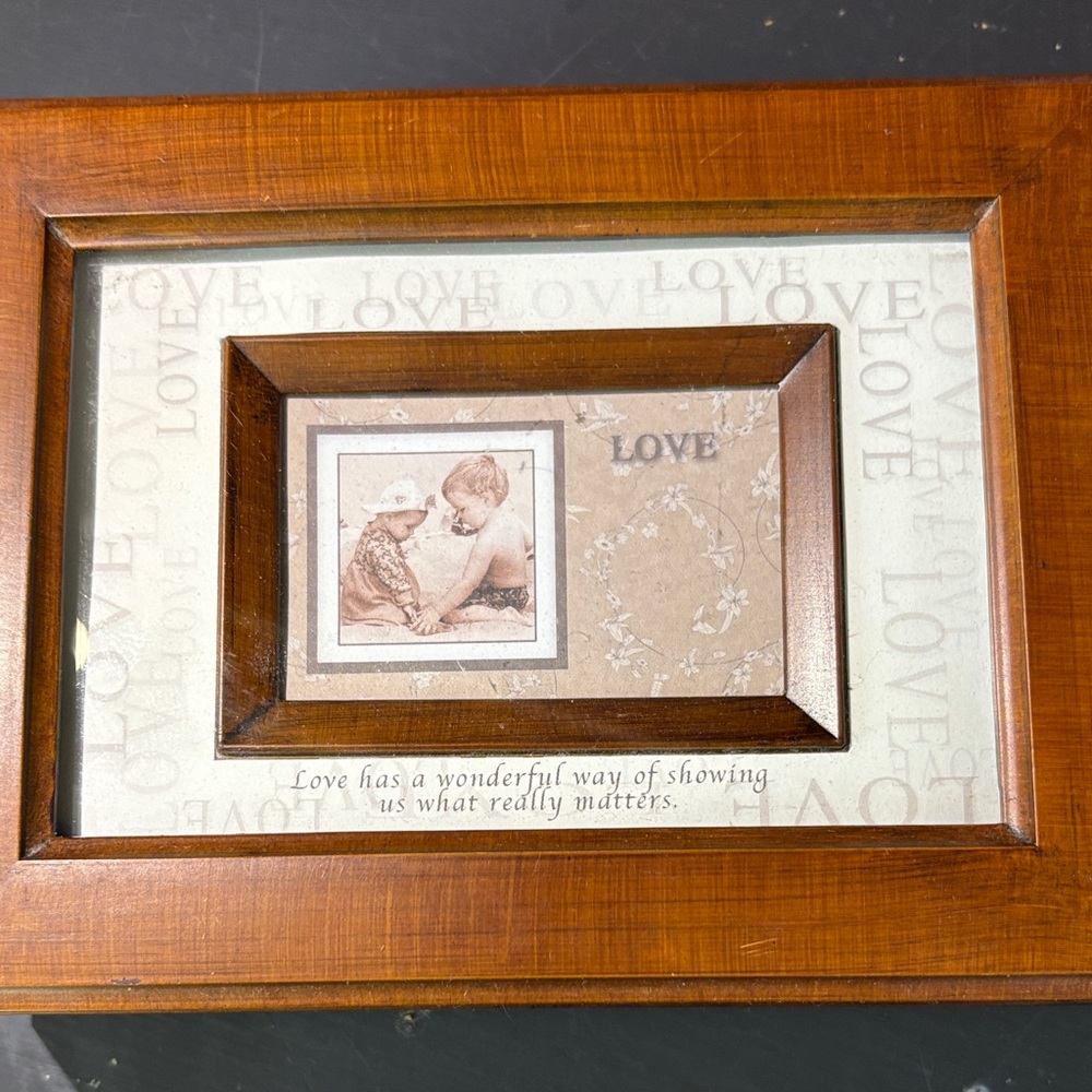 Brown Wooden Love Picture Frame and Music Box
